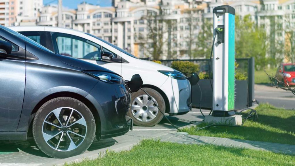 two electric vehicles charging finance